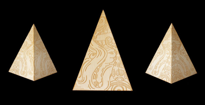 Laser etched pyramids
