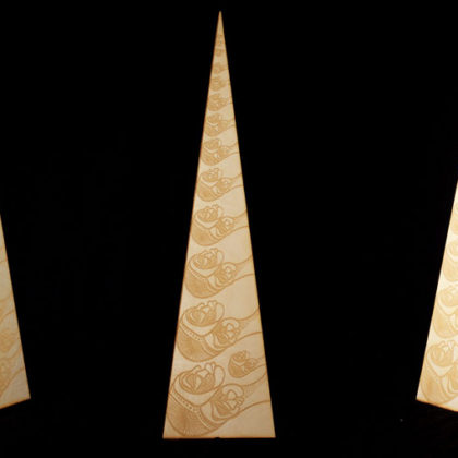 Laser etched pyramids