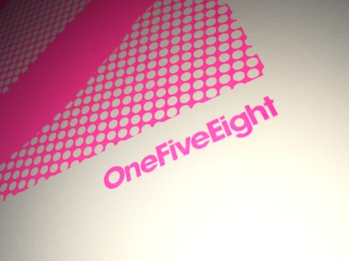 OneFiveEight screen printed logo detail