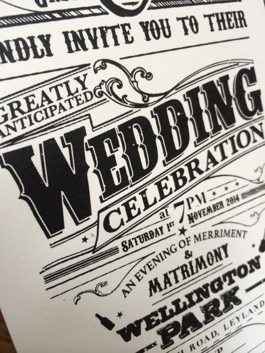 Hand screen printed Wedding invitation
